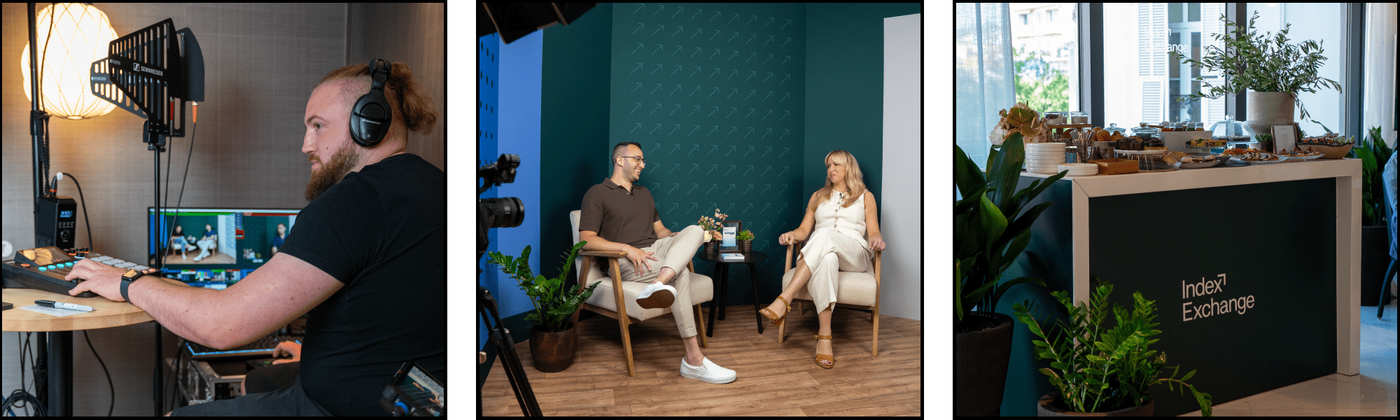 behind the scenes images from the index exchange creative branded content studio 